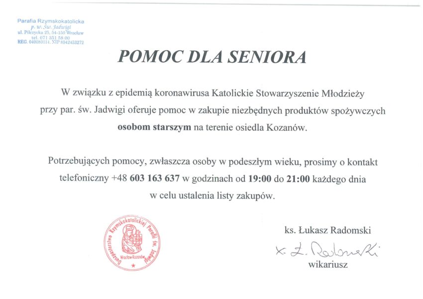 POMOC DLA SENIORÓW!