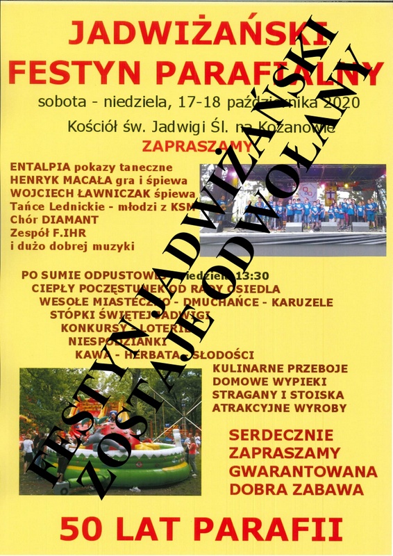 Festyn Jadwiżański – zostaje odwołany!
