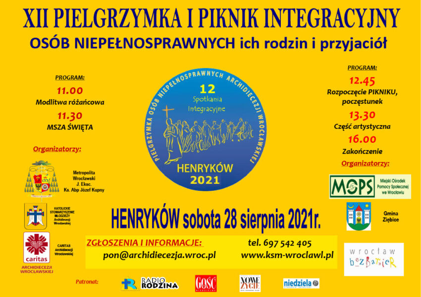 Zapraszamy na Pielgrzymkę Osób Niepełnosprawnych.