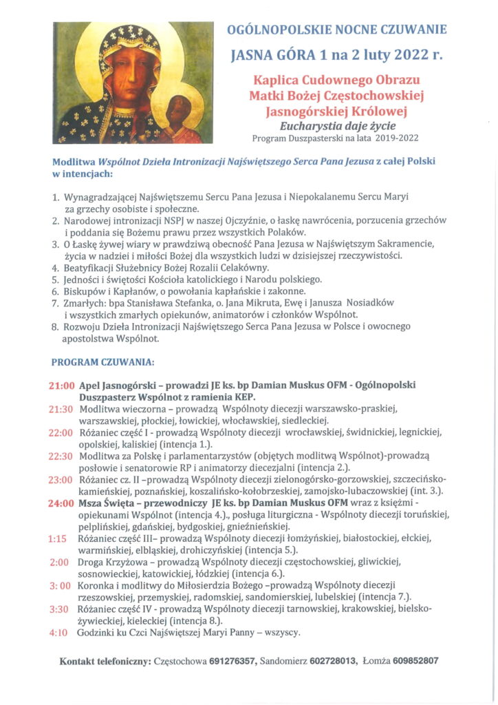 Ogólnopolskie czuwanie wspólnot Intronizacji NSPJ.