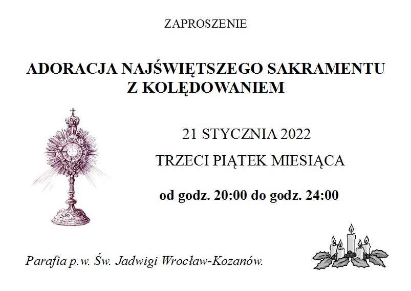 Adoracja w III piątek stycznia 2022 r.