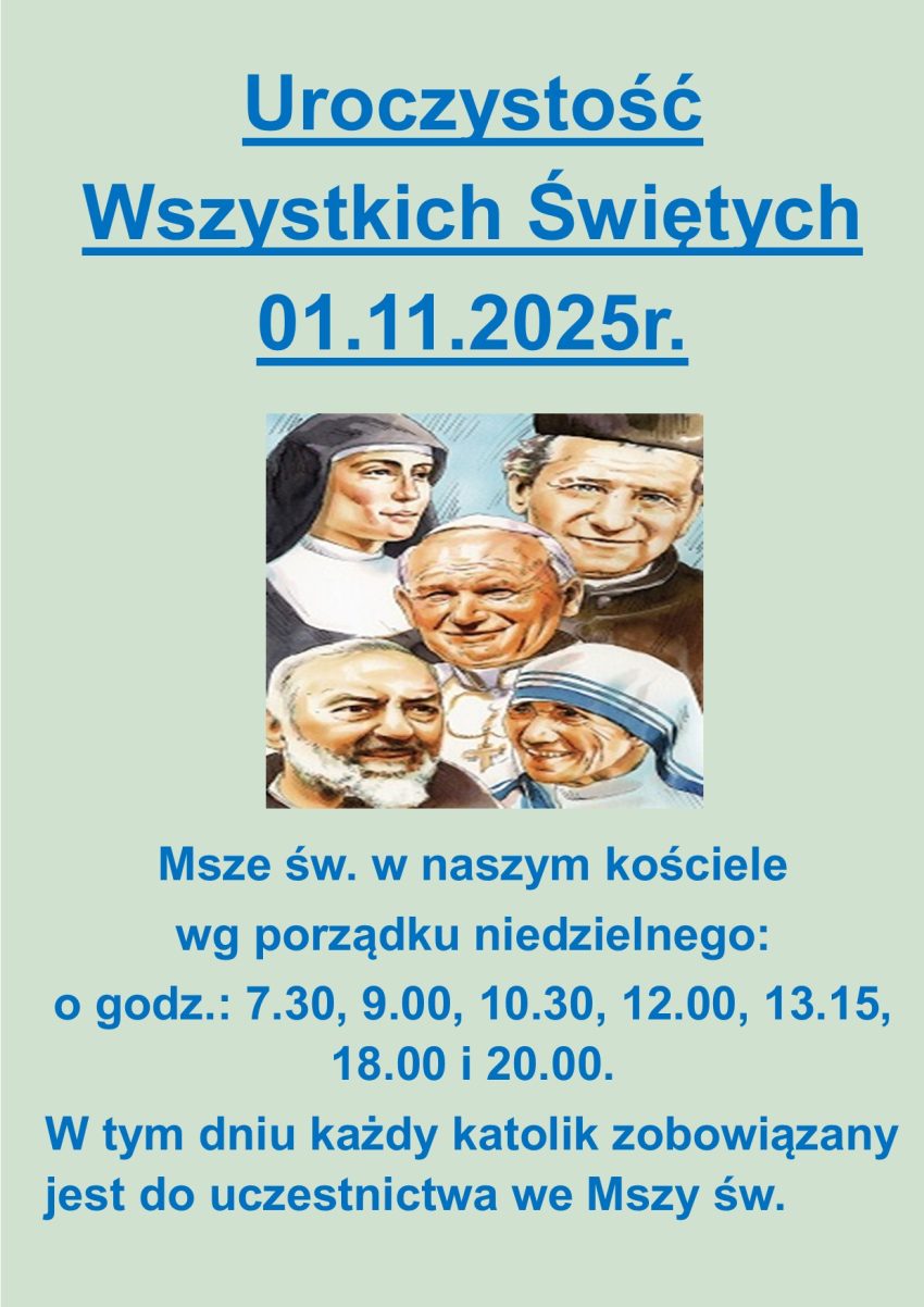 Uroczystość Wszystkich Świętych 01.11.2025r.
