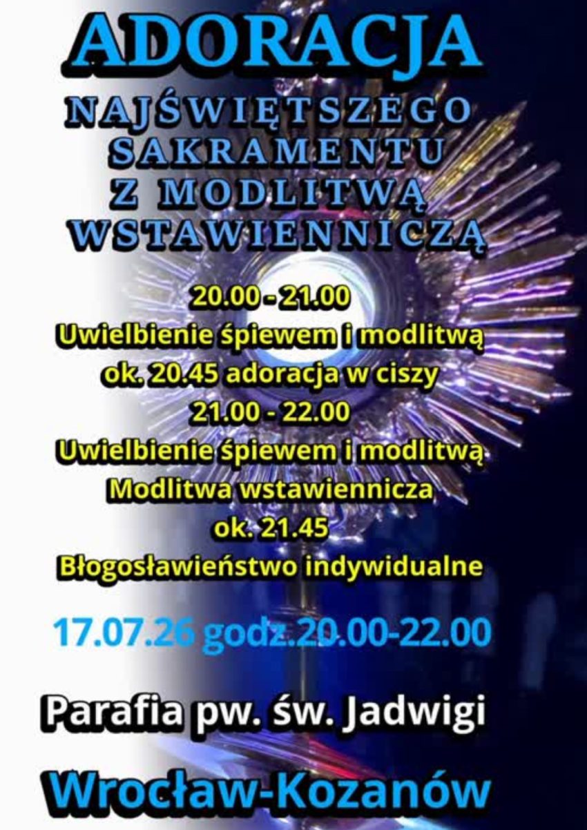 Adoracja Najświętszego Sakramentu w III piątek lipca