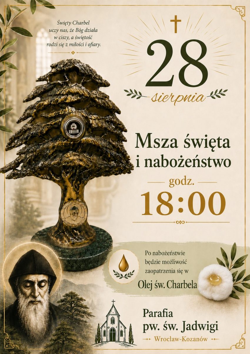 28.08.2026r. Nabożeństwo ku czci św. Ojca Charbela